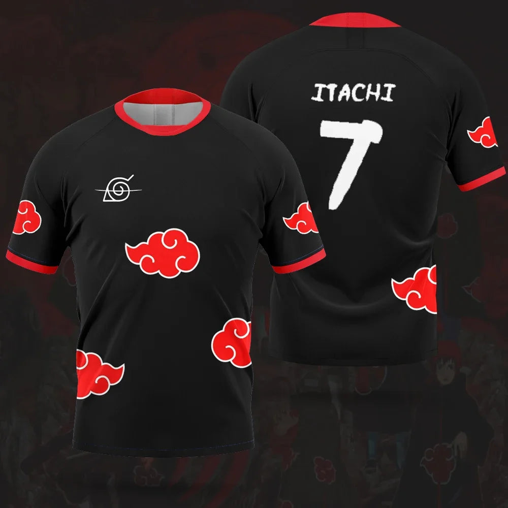 Naruto Akatsuki Itachi Graphic Soccer Jersey Quick Dry Anime Sport T-Shirt