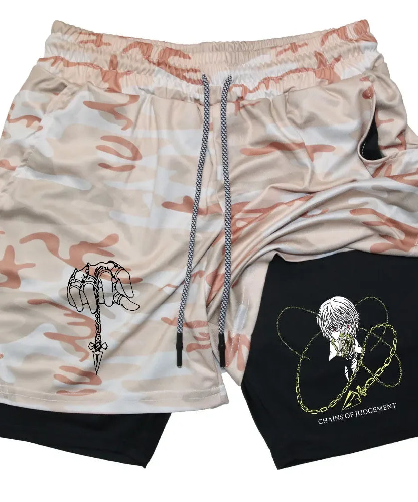 Kurapika Anime 2-in-1 Gym Shorts – Breathable Compression Sportwear