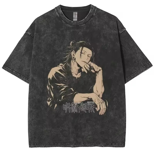 Anime Jujutsu Kaisen Gojo Satoru Vintage Washed T-Shirt – Oversized Graphic Tee