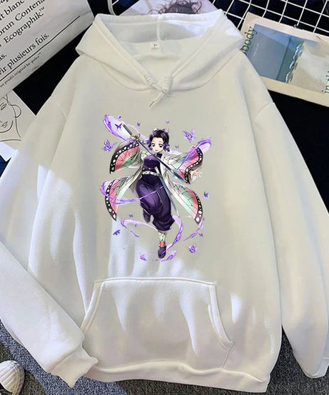 New Fashion Unisex Hoodies Anime Kochou Shinobu Printed Hooded Women Men Harajuku Streetwear Sweatshirt Casual Pullover Tops