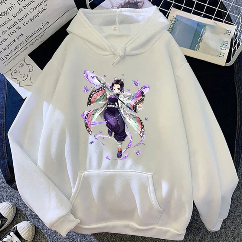 New Fashion Unisex Hoodies Anime Kochou Shinobu Printed Hooded Women Men Harajuku Streetwear Sweatshirt Casual Pullover Tops