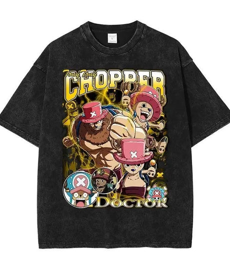 Unisex Oversized Anime Washed T-shirt Men One Piece Streetwear Women Short Sleeved Graphic Tee Summer Harajuku Casual Top HipHop