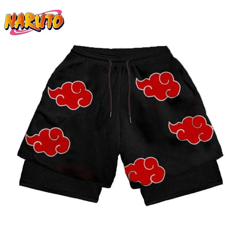 Naruto 3D Printed Akatsuki Men's 2 In 1 Swim Shorts