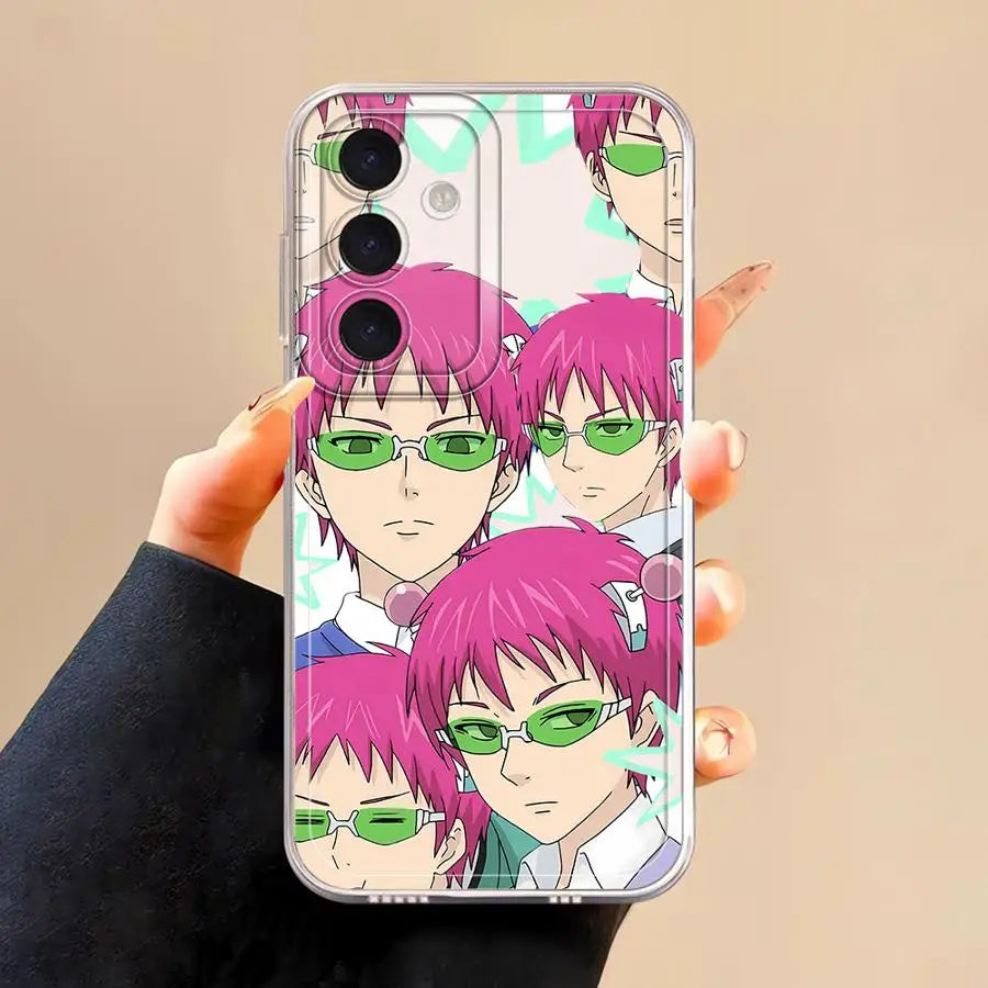 Cute Boy Saiki K-Kusuo Phone Case for Samsung Galaxy A13 A15 A16 A14 A12 A35 A34 A73 A35 A71 A72 A25 A22 Soft Cover