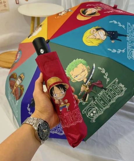 One Piece Anime Umbrella – Luffy, Zoro, Ace & Chopper | Automatic Rain & Sun Umbrella