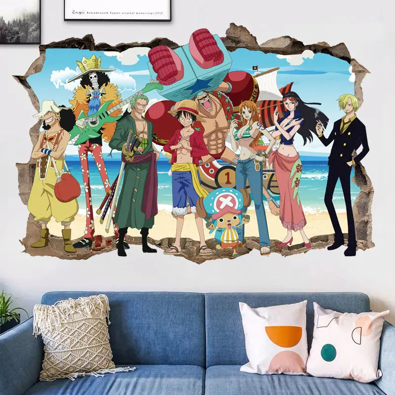 One Piece Anime Luffy Poster Wall Sticker Personality Creative Fashion Boys Dormitory Decoration Wallpaper Self Adhesive