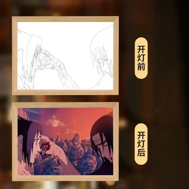 Naruto light painting Kakashi Sasuke Uchiha Madara anime bed head light bedroom creative personality night light holiday gift