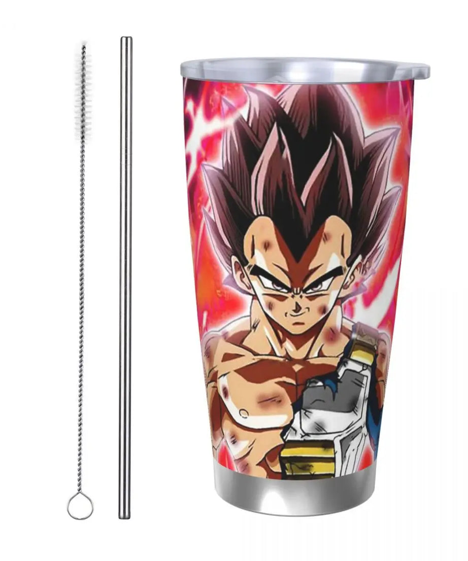 Son Goku & Vegeta DBZ Stainless Steel Tumbler – Double Wall Hot & Cold Cup with Straw