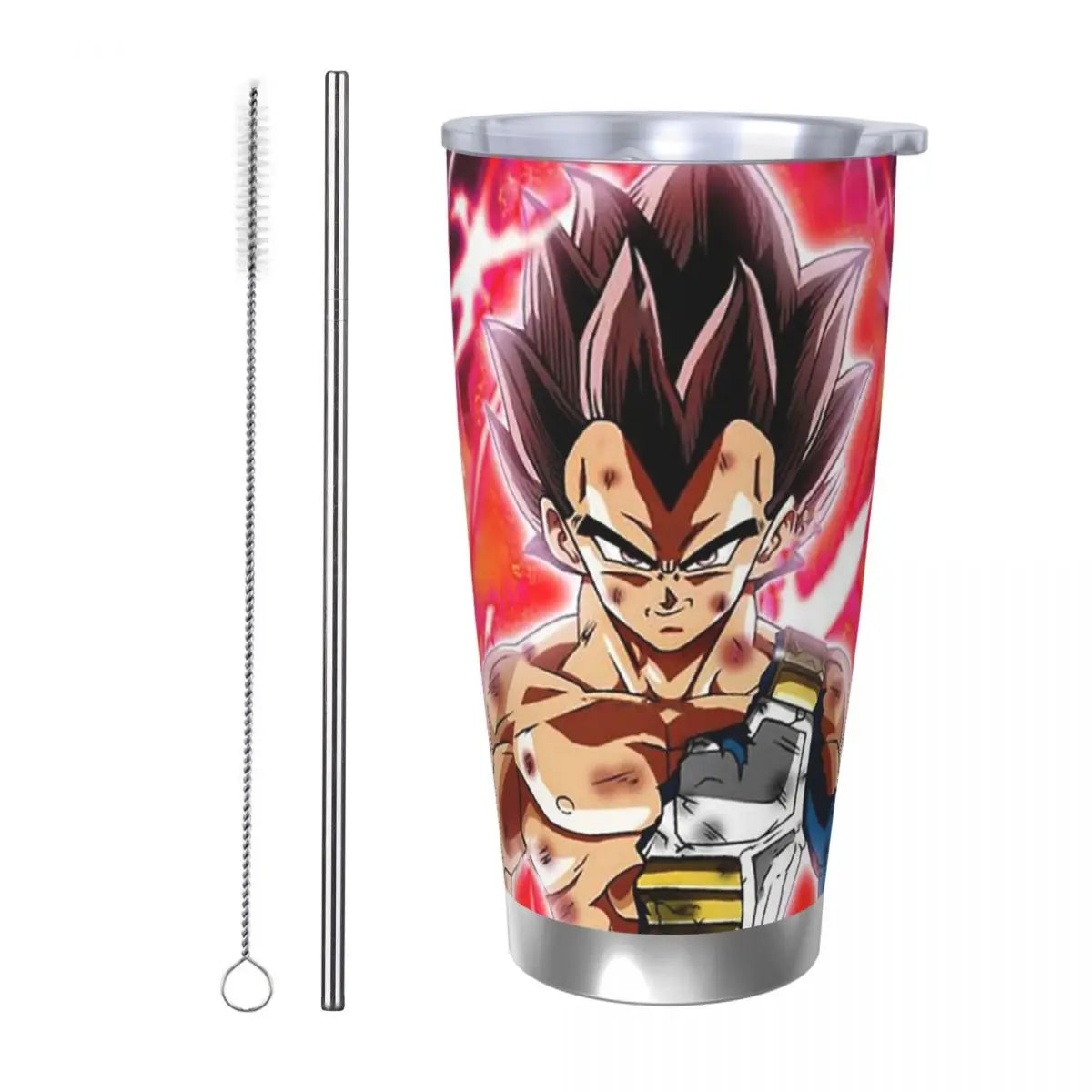 Son Goku & Vegeta DBZ Stainless Steel Tumbler – Double Wall Hot & Cold Cup with Straw