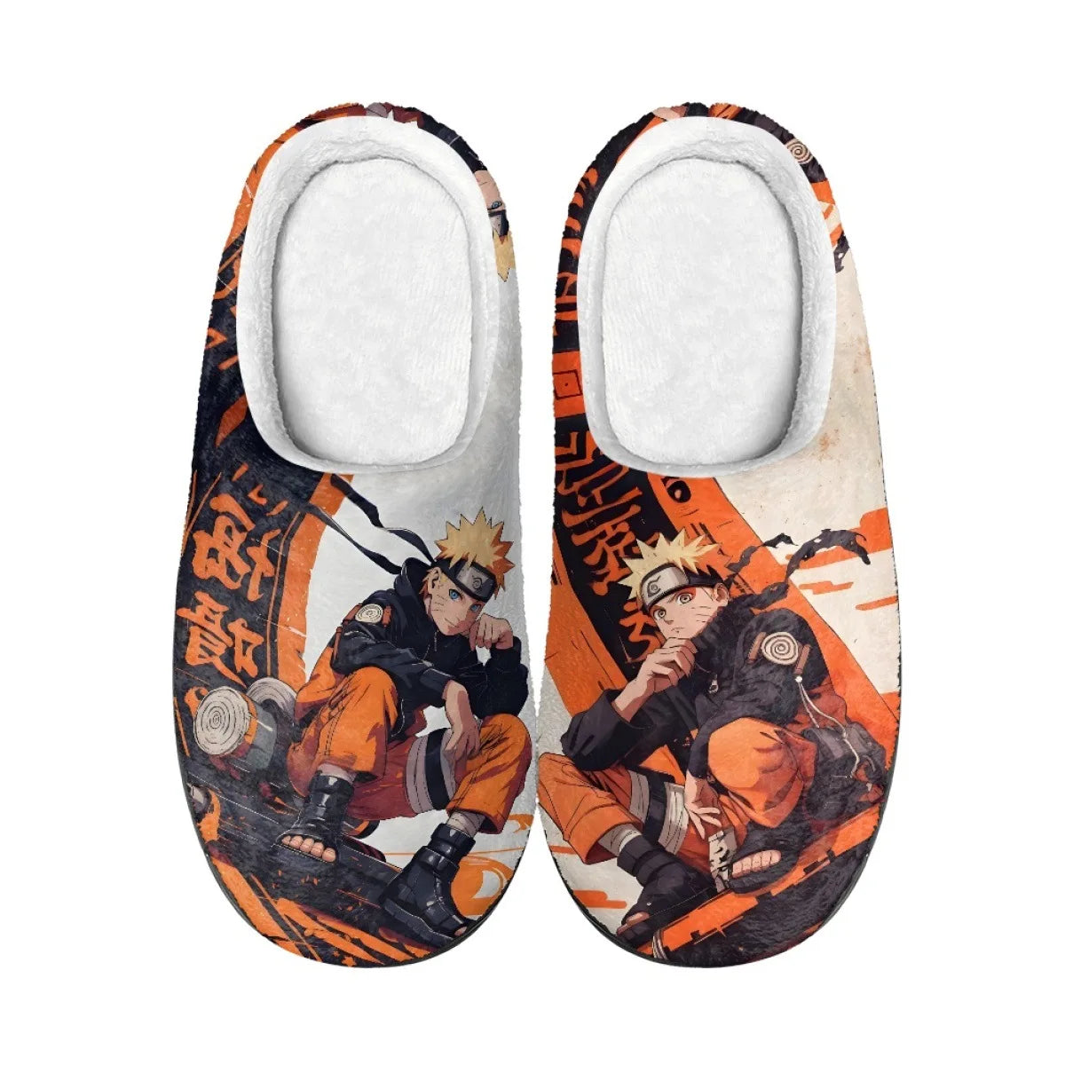 Anime Naruto Men Slippers Winter Warm Cotton Slippers Male Flats Soft Non-slip Slides Household Indoor Slippers Plus Size Gift