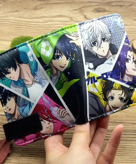 Anime Blue Lock Short Fold Over Wallet PU Leather Purse Nagi Seishiro Mikage Reo Isagi Yoichi