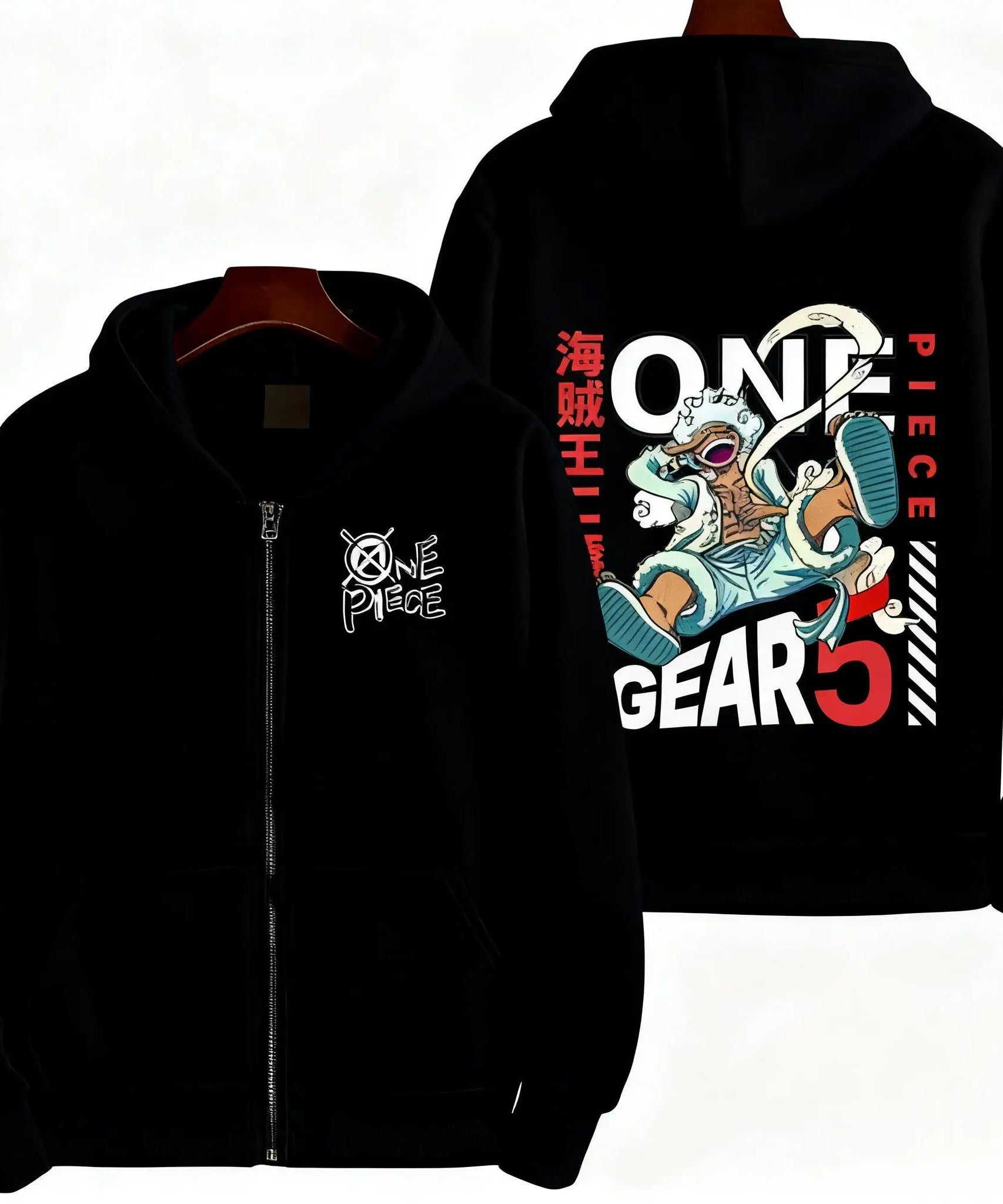 One Piece Gear 5 Zipper Hoodie Women Men Anime Print Jacket Sweatshirt Streetwear Oversized Casual Cosplay Autumn Fashion Tops