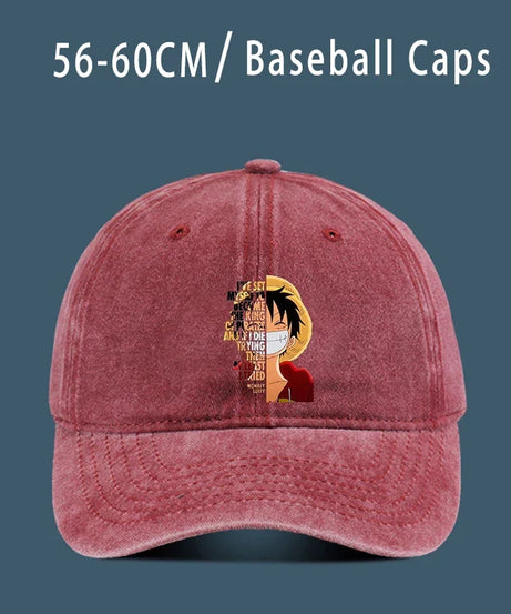 One Piece Luffy  Women Men Baseball Cap Cartoon Anime Figure Print Hat Boy Girl Breathable Kid Hat HipHop Boy NetCap Gift