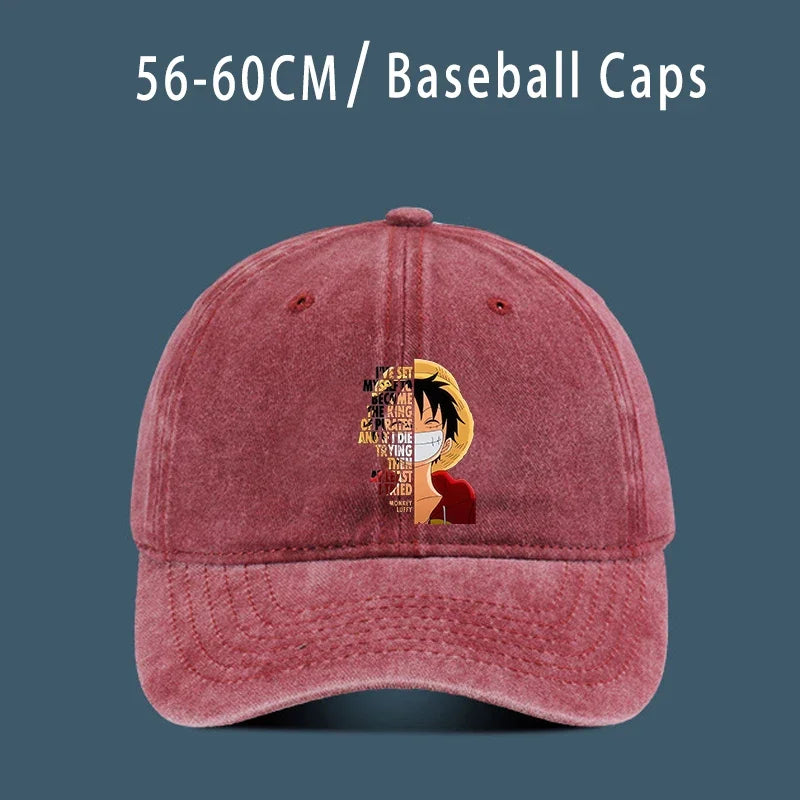 One Piece Luffy  Women Men Baseball Cap Cartoon Anime Figure Print Hat Boy Girl Breathable Kid Hat HipHop Boy NetCap Gift