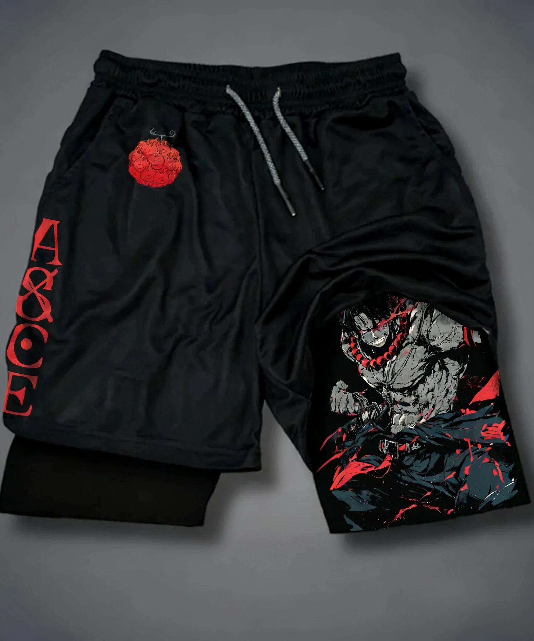 One Piece Anime New Printed 2-in-1 Sports Shorts Summer Street Trendy Fashion Fitness Swimming Hiking Double Layer Shorts