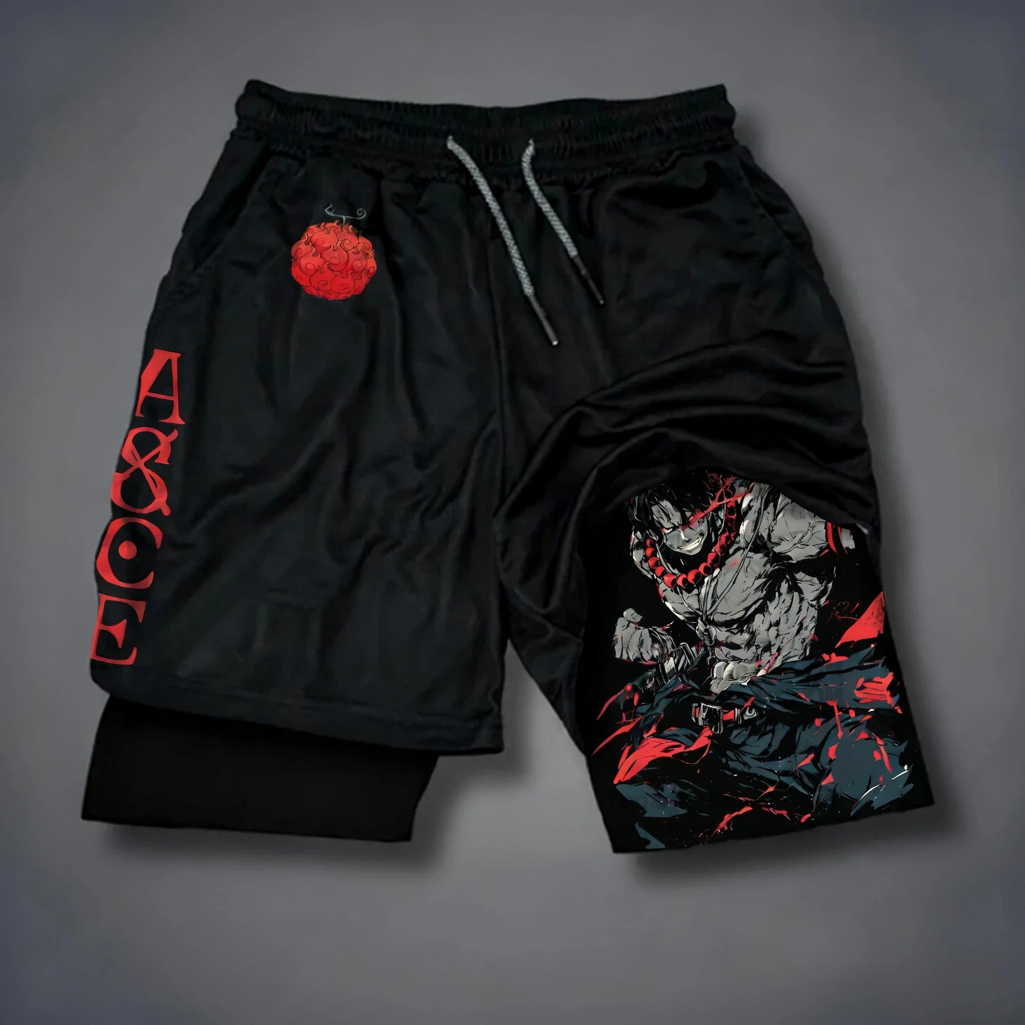 One Piece Anime New Printed 2-in-1 Sports Shorts Summer Street Trendy Fashion Fitness Swimming Hiking Double Layer Shorts