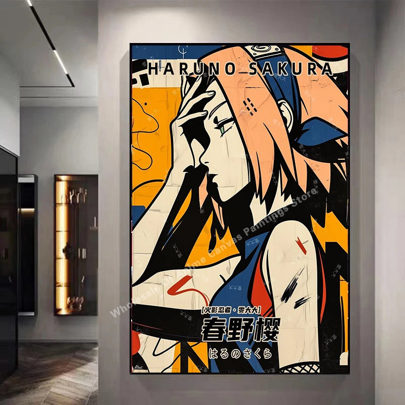 Naruto Graffiti Poster – Itachi Uchiha Akatsuki Anime Wall Art for Home Decor