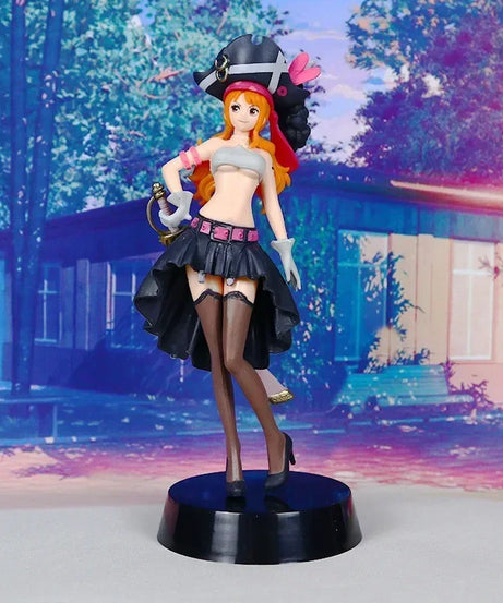 19CM Anime One Piece Nami Black Clothes Action Figure ONE PIECE FILM RED Dress Up Figurine PVC Collectible Model Toy