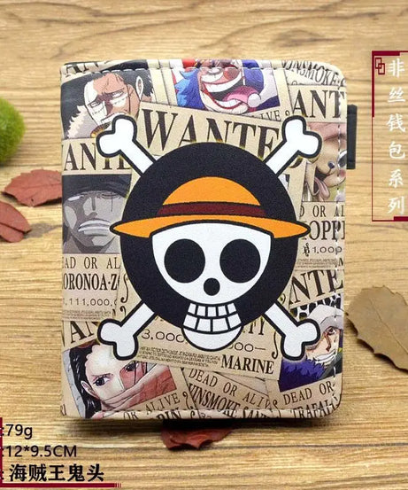 Anime One Piece Figure Wallet Luffy Purse Zoro Ace Bounty Order Skeleton Pattern Pu Kawaii Wallet Card Holder Purse
