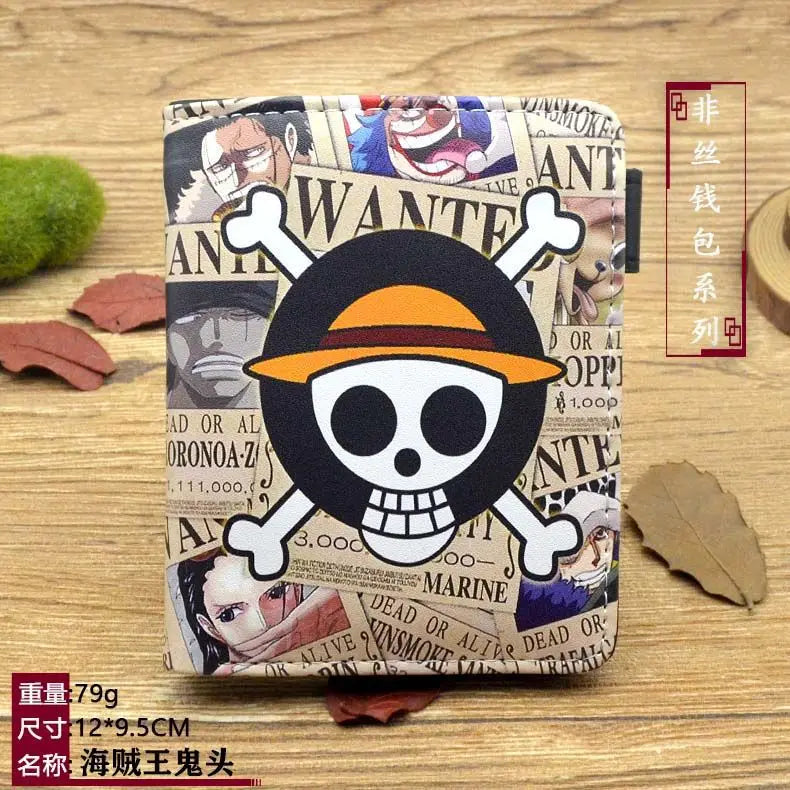 Anime One Piece Figure Wallet Luffy Purse Zoro Ace Bounty Order Skeleton Pattern Pu Kawaii Wallet Card Holder Purse