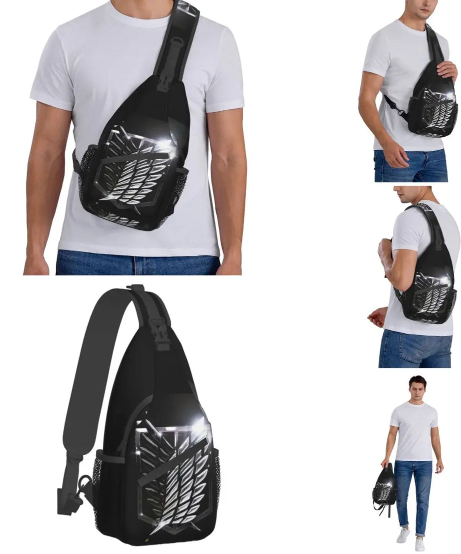 Attack On Titan Sling Bags Chest Crossbody Shoulder Sling Backpack Outdoor Sports Daypacks Survey Corps Shine Logo Men Women Bag