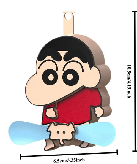 Crayon Shinchans Creative Novelty Mini Press Prank Handheld Fan Double-Blade Foldable Fan Keychain Portable Cute Fan