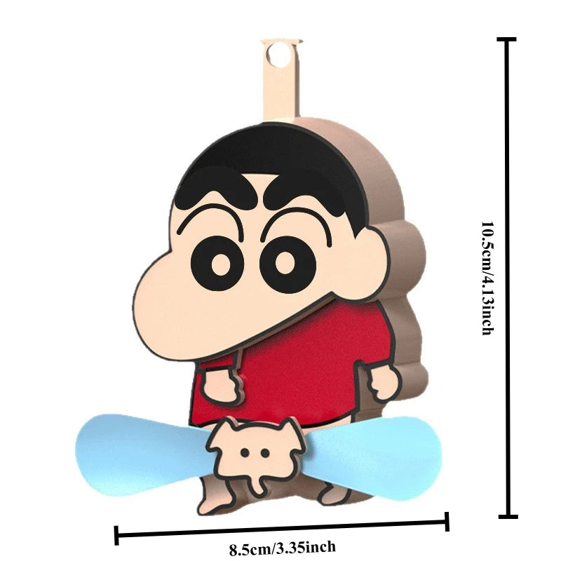 Crayon Shinchans Creative Novelty Mini Press Prank Handheld Fan Double-Blade Foldable Fan Keychain Portable Cute Fan