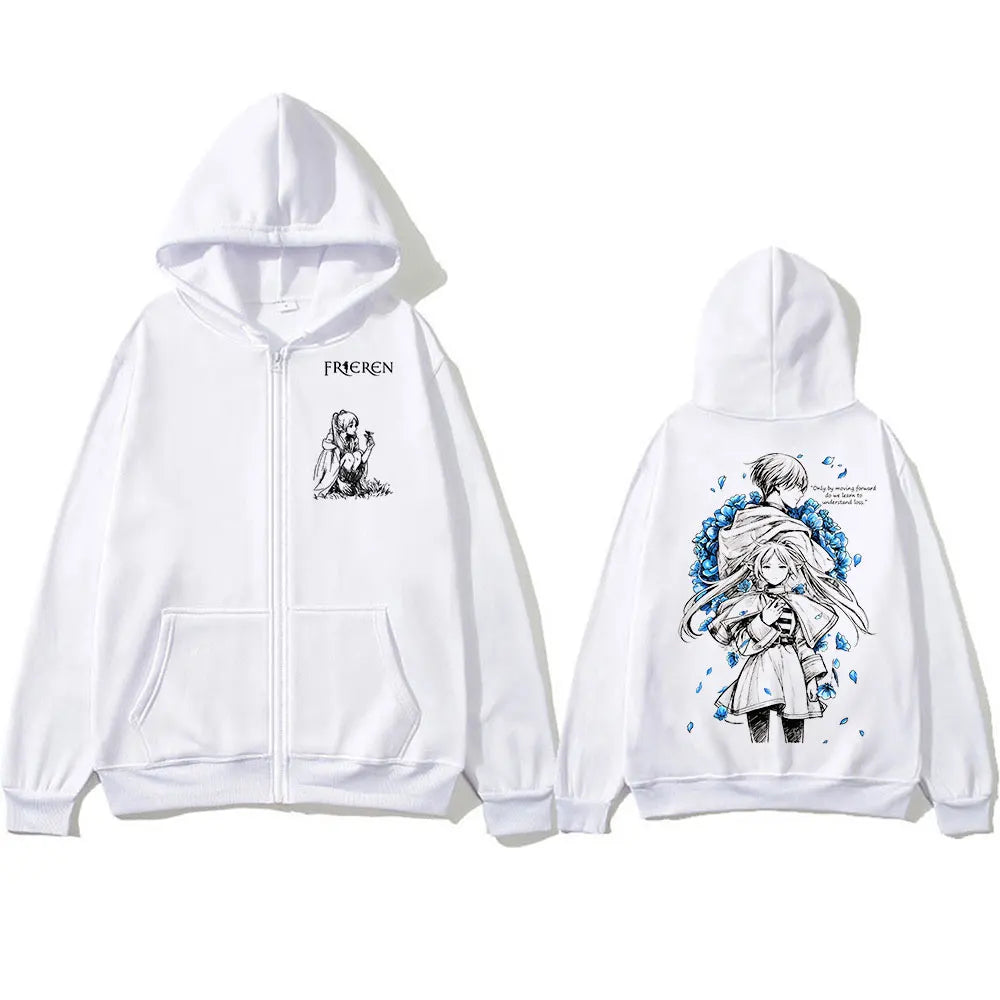 Frieren Beyond Journey's End Frieren & Himmel Graphic Zip-Up Hoodie 3