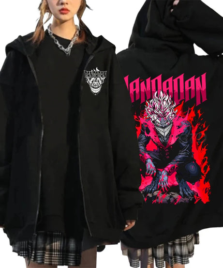 Anime Dandadan Ken Takakura Graphic Print Hooded Men women Zip Up Hoodies Oversized Sweatshirts Harajuku Male Zipper Jacket