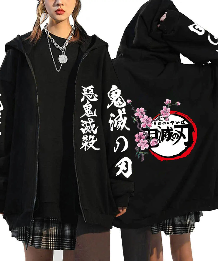 Demon Slayer Zipper Sweatshirts Zip Up Hoodie Anime Hoodies Unisex Hip Hop Streetwear Nezuko Kamado Graphic Y2K Clothes gifts