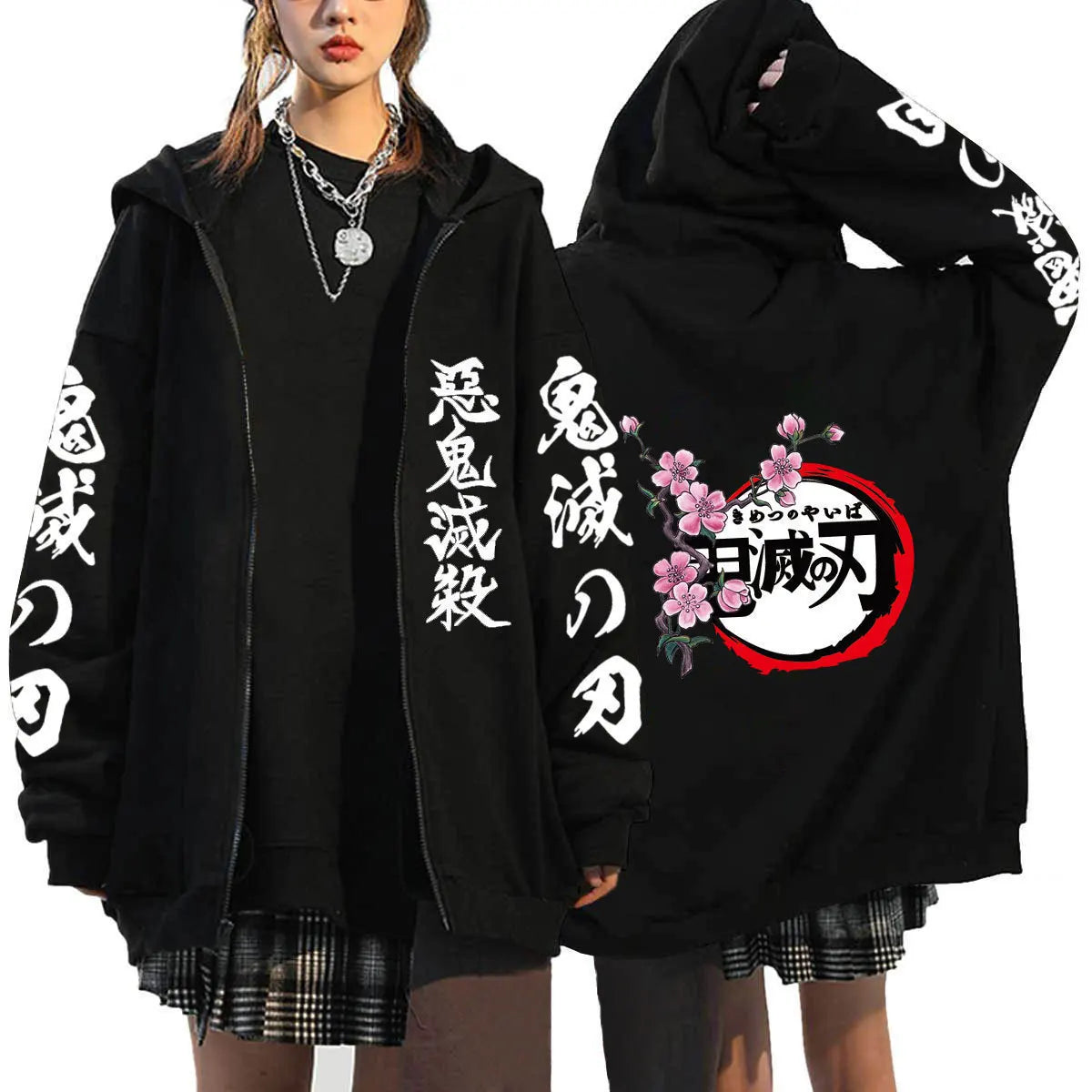 Demon Slayer Zipper Sweatshirts Zip Up Hoodie Anime Hoodies Unisex Hip Hop Streetwear Nezuko Kamado Graphic Y2K Clothes gifts