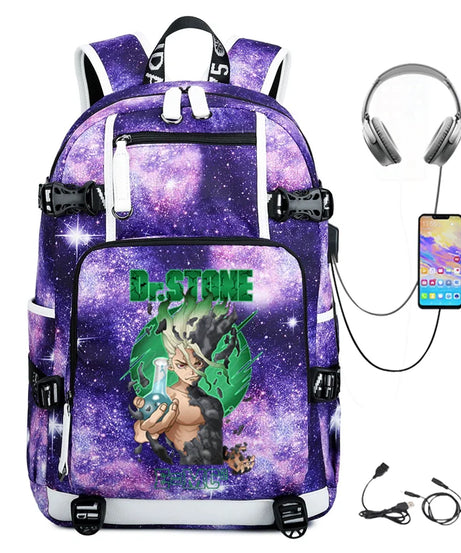 Dr. Stone Anime Backpack – Large Capacity Student & Travel Bag