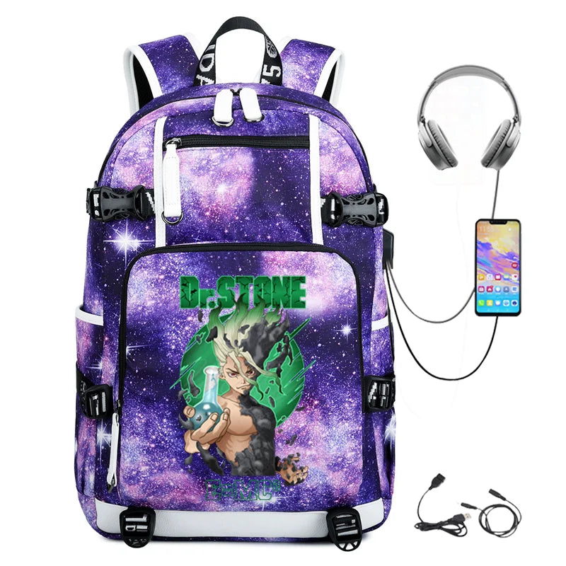 Dr. Stone Anime Backpack – Large Capacity Student & Travel Bag