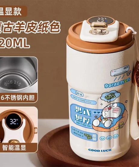 Doraemon Cartoon Thermos Mug – Cute Stainless Steel Coffee Cup for Home, Office & Travel