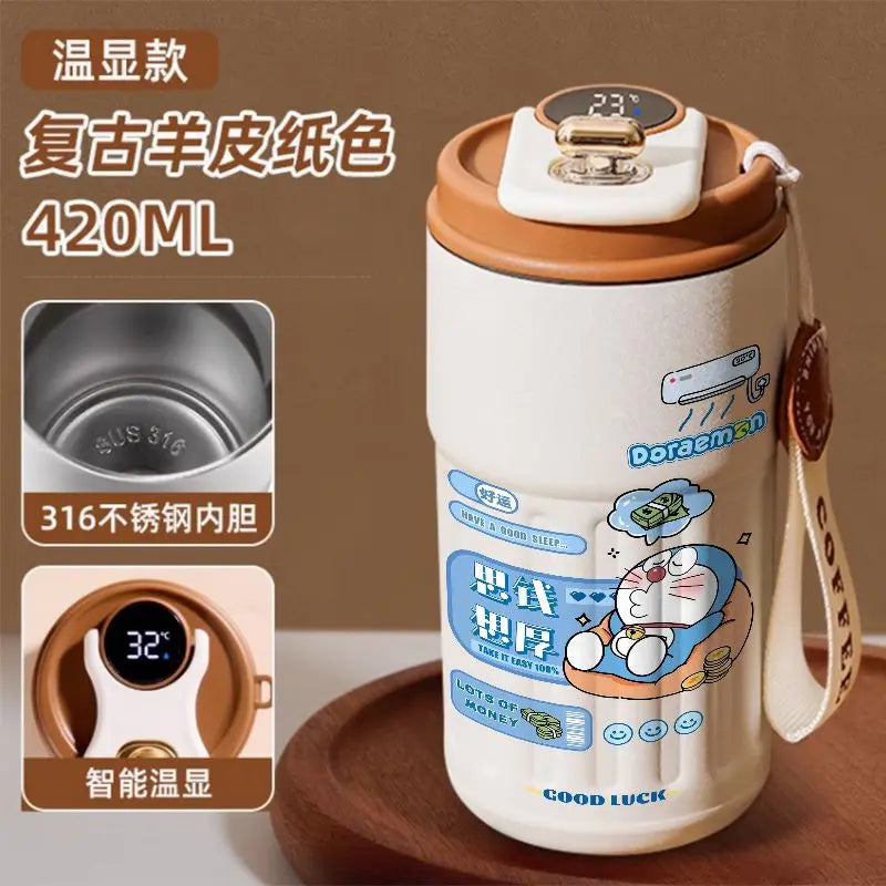 Doraemon Cartoon Thermos Mug – Cute Stainless Steel Coffee Cup for Home, Office & Travel