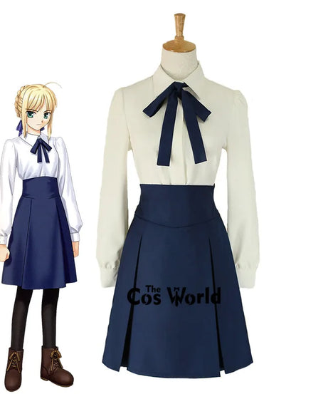 Fate Saber Altria Pendragon School Uniform Outfits Customize Anime Game Cosplay Costumes