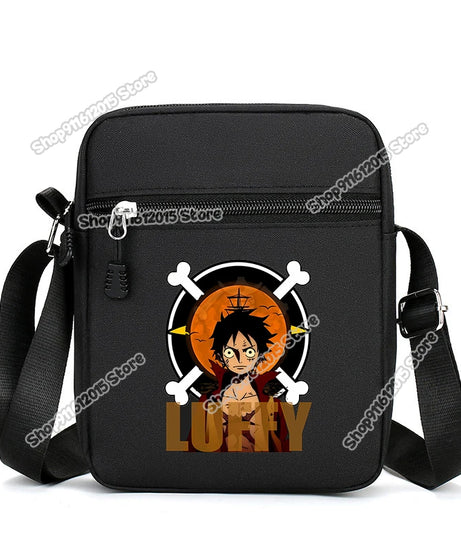 One Piece Men Shoulder Bag Anime Luffy Zoro Boy Oxford Cloth Crossbody Zipper Messenger Bags Outdoor Travel Small Phone Pouch