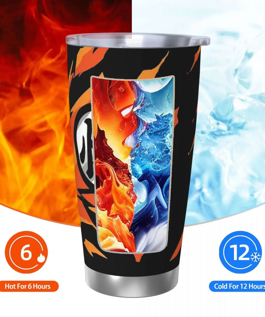 Son Goku & Vegeta DBZ Stainless Steel Tumbler – Double Wall Hot & Cold Cup with Straw