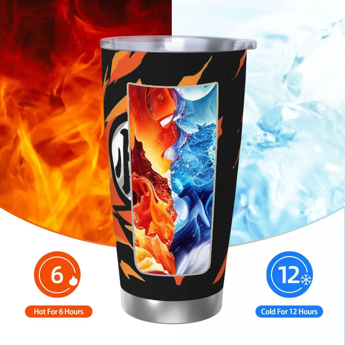 Son Goku & Vegeta DBZ Stainless Steel Tumbler – Double Wall Hot & Cold Cup with Straw