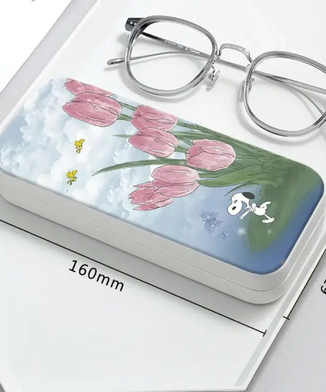 Snoopy Girl Korean Fresh Student Cute Disney Fashion Simple Anti-fall Portable Anti-Stress Folding Glasses Case