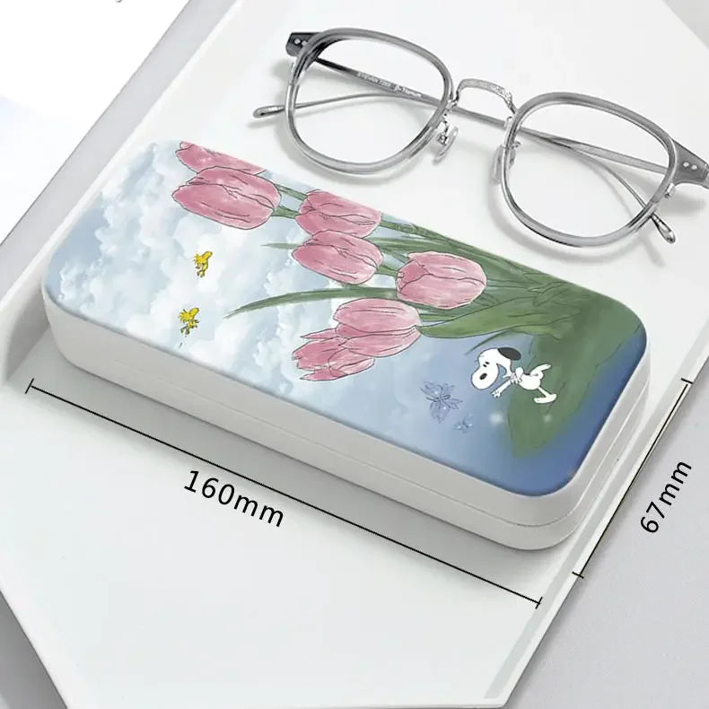 Snoopy Girl Korean Fresh Student Cute Disney Fashion Simple Anti-fall Portable Anti-Stress Folding Glasses Case