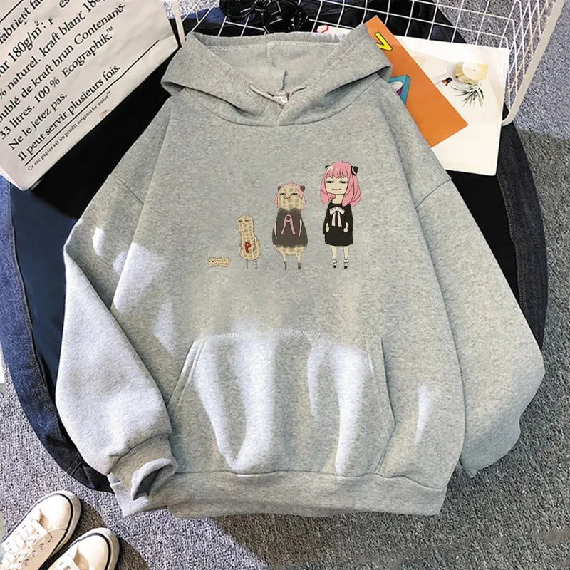 Spy x Family Anya Peanut Evolution Graphic Oversized Hoodie Korean Streetwear 4