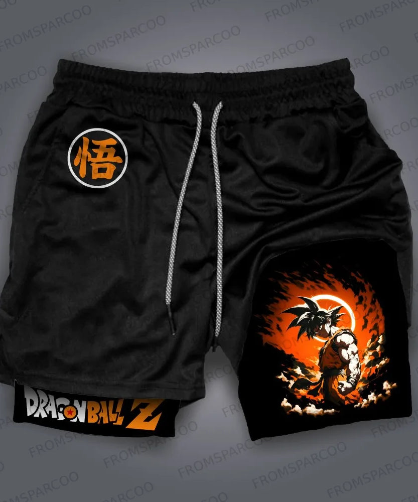 Retro Dragon Ball Shorts Wukong Art Official Men's Quick Drying Pants Summer Fashion Sports Double Layer Pants Y2K