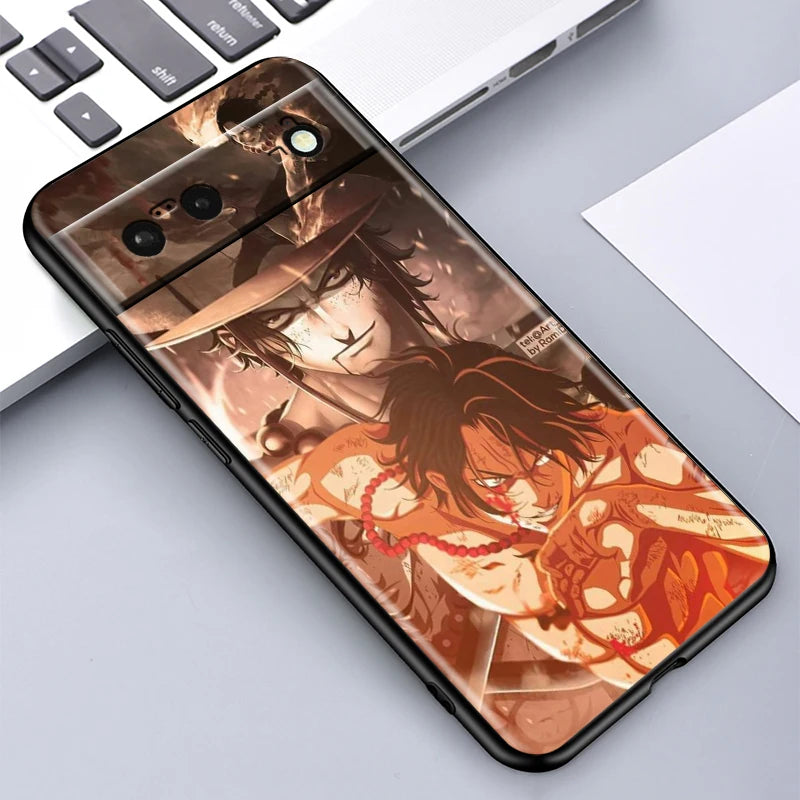 One Piece Anime Zoro Luffy For Google Pixel 9 8 7A 7 6A 6 5A 5 4 4A XL 5G Black Silicon Shockproof Shell Cover Phone Case