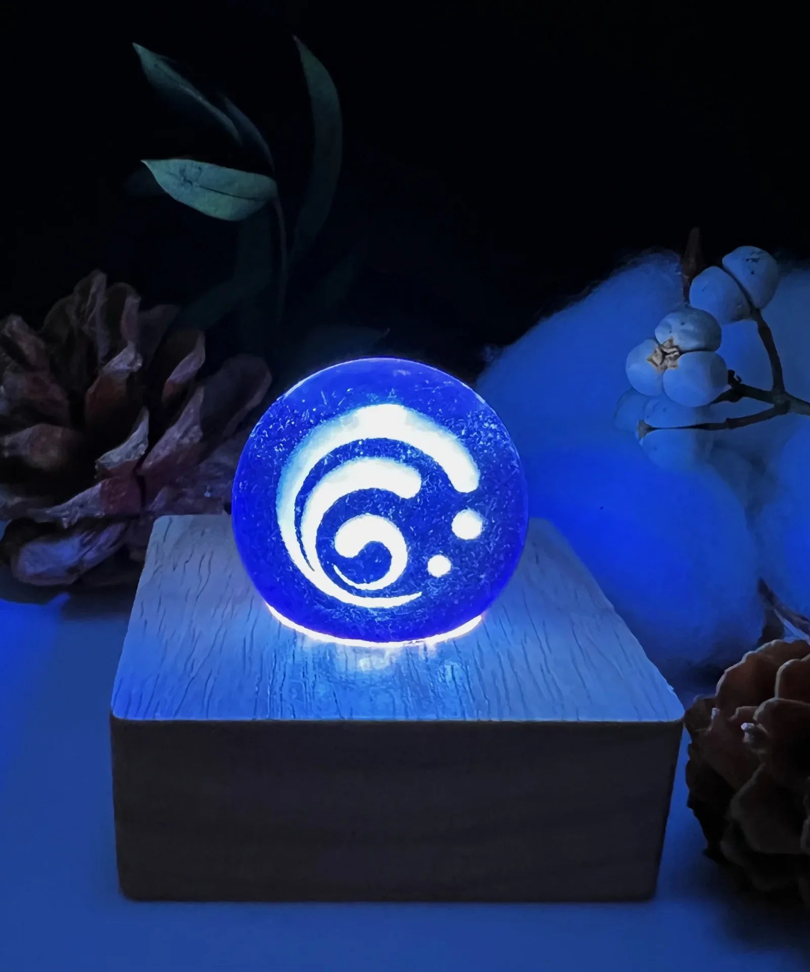 Genshin Impact Seven Elements Crystal Glass Ball 3D Three-dimensional Laser Engraving and Translucent Single Crystal Ball Game