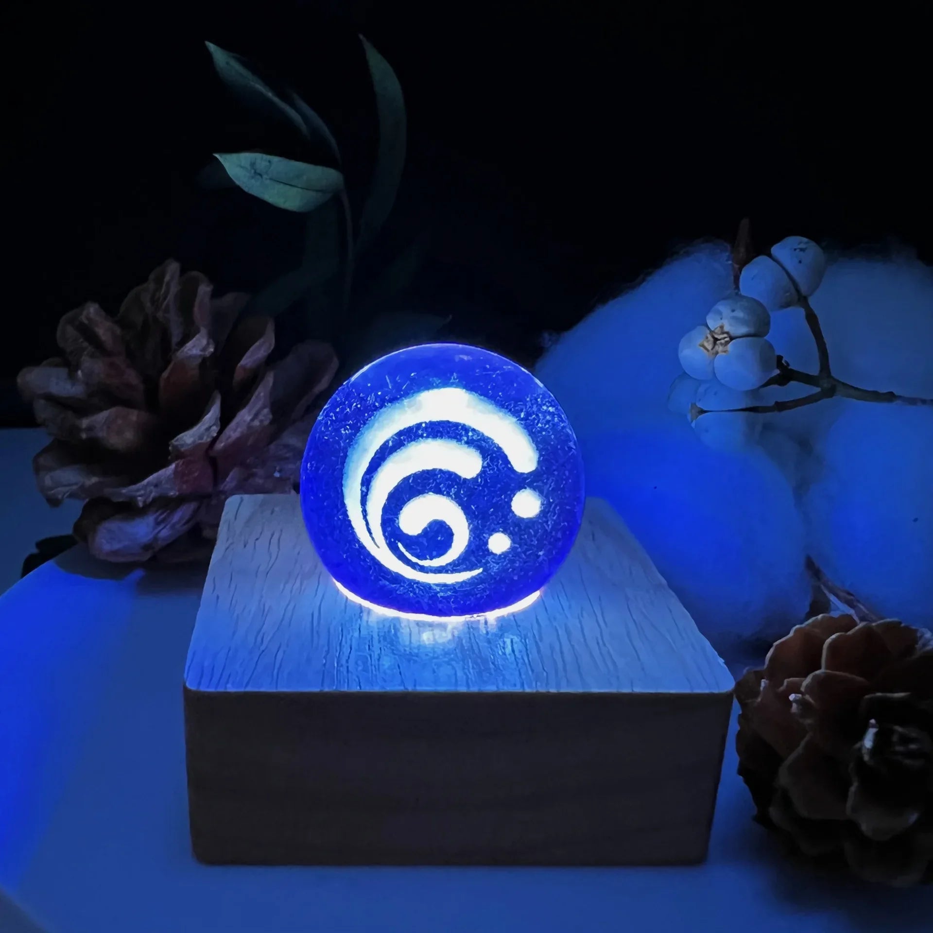 Genshin Impact Seven Elements Crystal Glass Ball 3D Three-dimensional Laser Engraving and Translucent Single Crystal Ball Game