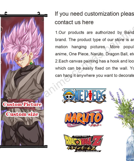 Dragon Ball Z Hanging Canvas Scroll – Goku, Vegeta & Frieza Anime Wall Art