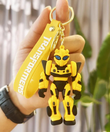 Cute Transformation Creative Peripheral Keychains 3D PVC Pendant Bumblebee Optimus Prime Bag Car Soft Rubber Figure Toy Keychain