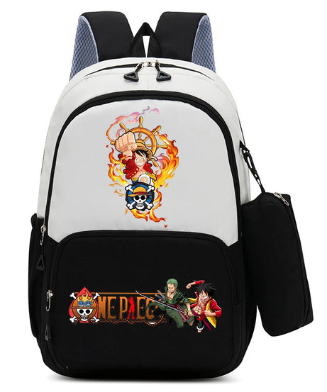 One Piece Luffy Zoro Backpack Kits Boy Student Usopp Chopper Anime Knapsack with Pencilcase Rucksack High-capacity Schoolbag