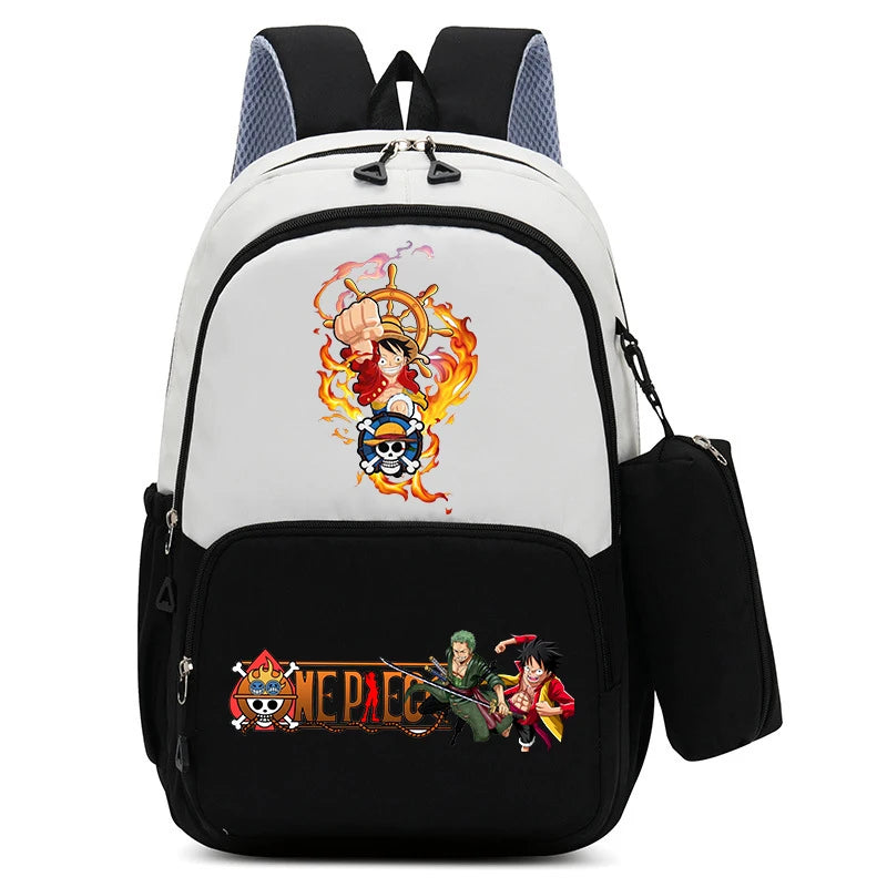 One Piece Luffy Zoro Backpack Kits Boy Student Usopp Chopper Anime Knapsack with Pencilcase Rucksack High-capacity Schoolbag